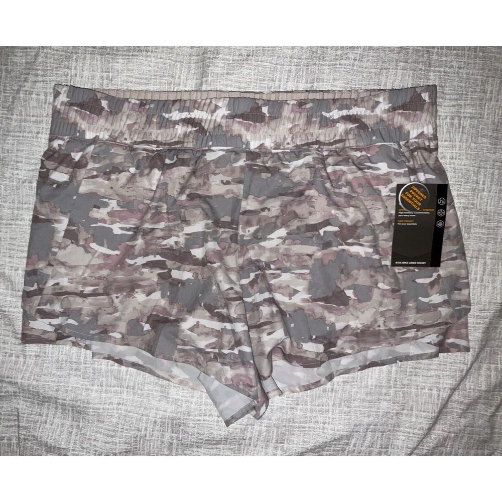 Avia Women's Taupe Camo Running Shorts Bike Liner & Pocket Size XXL 20‎ NWT